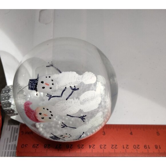 Snowman Snowglobe Christmas Ornament Primitive Cottage Cabin - Picture 6 of 9
